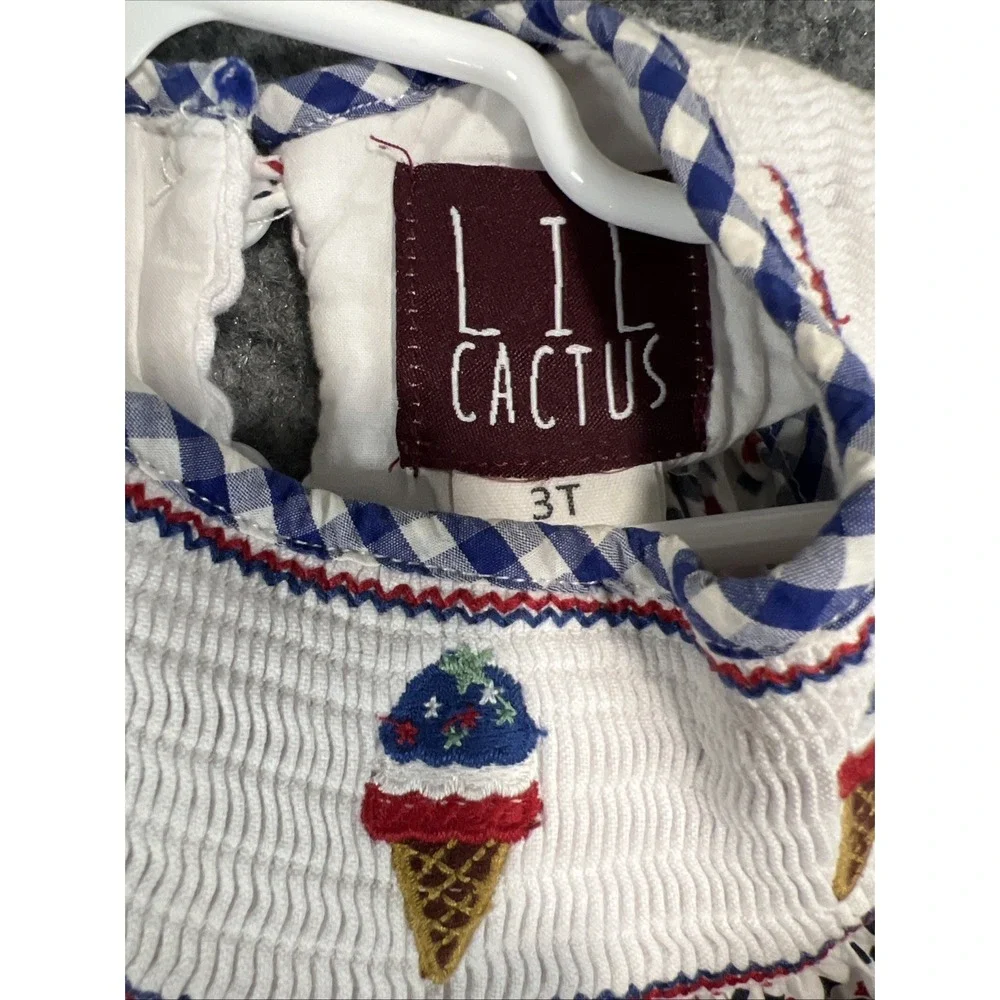 Lil Cactus Girl's Size 3T Patriotic Ice Cream Smocked Dress